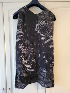Diesel Black D May Tattoo Print Black Shift Dress, Size XL BNWT RRP £166 - Picture 1 of 4