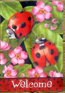 Marienkäfer Käfer Floral Willkommen Garten Flagge 12,5" x 18" Briarwood Lane - Bild 1 von 3