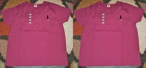2 Pc White Swan Unisex V Neck Top Pocket Scrub Top Sz M 13000 Wine - Picture 1 of 6