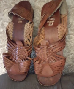 Vintage Kenny's 80s Sandals Huaraches Shoes Woven Leather 8M - Picture 1 of 1
