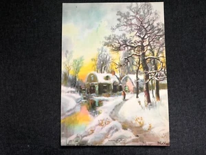 Vintage ART Litho Print Kalender WINTER TWILIGHT Künstler signiert #52 - Bild 1 von 4