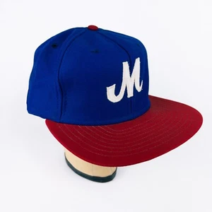 VINTAGE Snapback New Era Hat Blue Red M L Dupont Visor Pro Design Made in USA - Picture 1 of 9