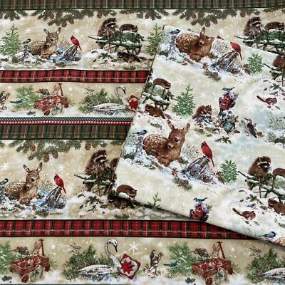 Giordano Studios Winter Animals Cotton Fabric Bundle Shy 2.5 yards - Image 1 of 4