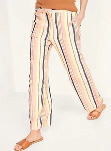 Old Navy Women’s High-Waisted Linen-Blend Wide-Leg Pants Striped NWT Size XL - Picture 1 of 3