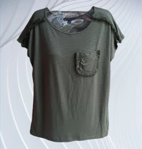 Signature Studio Women's Short Sleeves Top Blouse Tee Fringe Details Size S - Picture 1 of 14