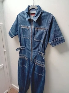 Alexa Chung Denim Boiler Suit 12 40 Jumpsuit Cotton Workwear Utility Blue Zip Up - Picture 1 of 5