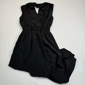 Vince Sleeveless Silk Blouson Midi Dress Womens Size Small Black Pockets - Picture 1 of 11