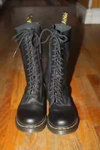 Botas Dr. Doc Martens 1B99 para mujer 14 ojos negras cuero Virginia media pantorrilla talla 8 - Imagen 1 de 6