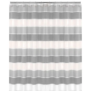 Popular Bath Modern Line Bathroom Shcwer Curtain and Hooks Set- Gray - Picture 1 of 3