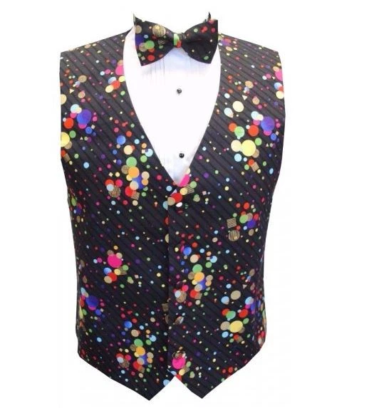 Mardi Gras Dots Tuxedo Vest and Bowtie Size Medium - Image 1 of 1