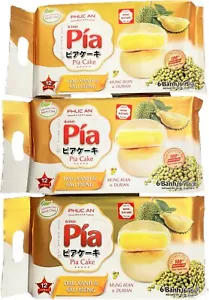 3 (paquete) Banh Pia Chay - Pia Cake Mung Bean & Durian 6 ea/pk - 18 ea en total - Imagen 1 de 5