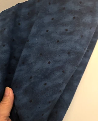 3.4YD Vtg 44X124 MODA Deb Strain CAPE Tiny STAR Quilt Fabric Navy Blue NIGHT SKY - Image 1 of 4