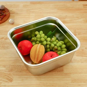 Stainless Steel Square Basin Household Vegetable Washing Canteen - Picture 1 of 12