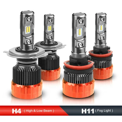 Kit de faros LED combinados enfocados H4+H11 bombillas altas/bajas luz antiniebla 6000K 2 juegos Foto 1 de 4