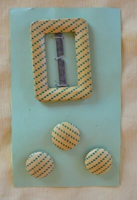 Juego de hebilla rectangular de metal cubierta de colección 3 botones a juego amarillo y azul verdoso Foto 1 de 4