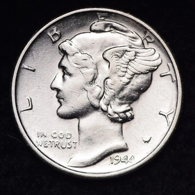Moneda de diez centavos de plata Mercury 1944 como nueva envío gratuito  Foto 1 de 2