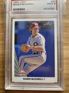 1990 Leaf #20 Roger McDowell Philadelphia Phillies PSA 9 Mint HOF