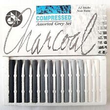 12 Set Jakar Compressed Charcoal Black Grey & White Artist Pastels Sketching Art