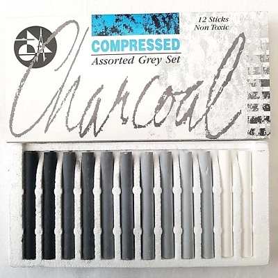 12 Set Jakar Compressed Charcoal Black Grey & White Artist Pastels Sketching Art - Image 1 of 3