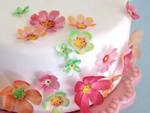 essbare Tortendekoration Blumen Blüte Schmetterlinge Muffin Tortenaufleger Deko - Bild 1 von 7