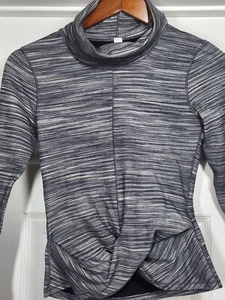 LULULEMON Melodic Movement Pullover Womens 4 Twist Front Turtleneck Black Gray - Picture 1 of 9