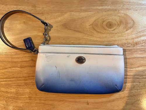Coach Peyton Ombré Pochette Portafoglio Organizzatore Blu Bianco 9"