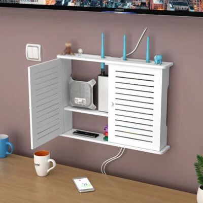 Large Double Layers Wifi Router Cover Storage Box Wall Mounted Shelf Organiser - Image 1 of 4