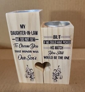 Candelabro de madera en forma de corazón para mi nuera, regalo de nuera... - Imagen 1 de 5