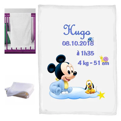 couverture bébé personnalisé naissance baptème prenom taille poids bebe réf 05