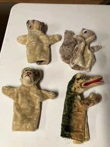 Konvolut 4 Vintage Steiff Handpuppen - Tiger Alligator Eichhörnchen Katze - Bild 1 von 11