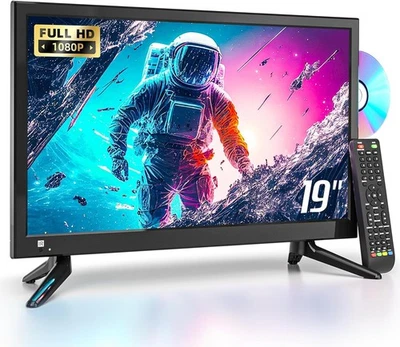 TV with Built-in DVD Player 19 INCH 1080p Monitor, Home, Kitchen, RV, Office - Image 1 of 4