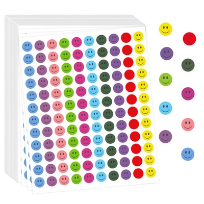 6000 PCS Smiley Face Stickers, Small Happy 50sheets, Multi-colors - Image 1 of 4