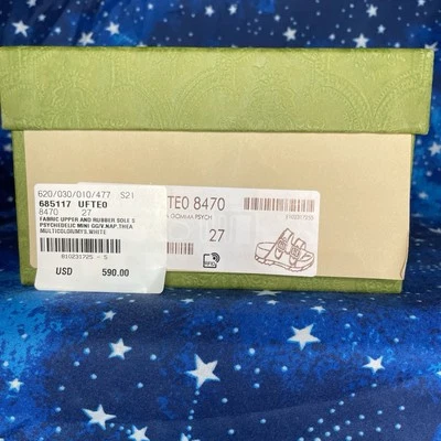 古驰迷幻 GG 帆布凉鞋 – 儿童 27 码 – 多/白色 – 预爱 — 第 1/4 张图片