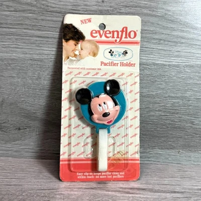 Soporte para chupete Evenflo vintage Disney Mickey Mouse accesorio para bebé nuevo en paquete Foto 1 de 4