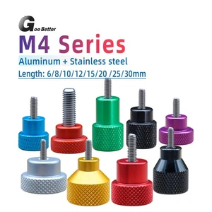 Knurled Thumb Screws M4 Aluminum + Stainless DIY Hand Tighten Grip Knob Bolts - Picture 1 of 13