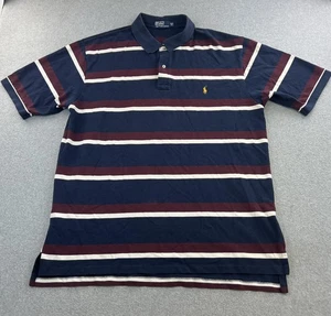 Polo Ralph Lauren Poloshirt Herren 2XLT Navy Burgund Streifen Bestickt Pony - Bild 1 von 11