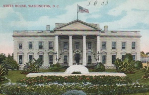 Color Litho White House Washington DC Lawn Fountain Garden 1909 - Picture 1 of 3