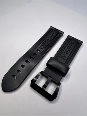 Genuine Panerai 24mm Black Rubber Strap Band w/ 22mm Black PVD Steel Tang Clasp - Image 1 of 4
