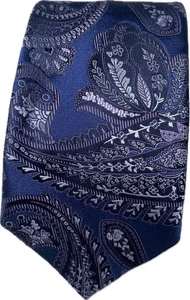 Cravatta Ermenegildo Zegna Paisley 100% seta viola Made in Italy 61" - Foto 1 di 9