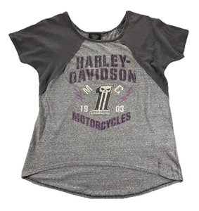 Camiseta Harley Davidson Logo Calavera Para Mujer XL Gris Rosa Motociclista Motocicleta Y2K - Imagen 1 de 4