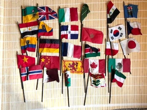 Lot of 28 Desk Display Flags 6" x 4" Multiple Countries with Stands - Picture 1 of 12