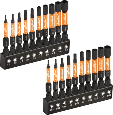 Impact Hex Head Allen Wrench Drill Bit Set 20Pcs (Metric&Sae), 1/4” Hex-Shank S2 - Image 1 of 4