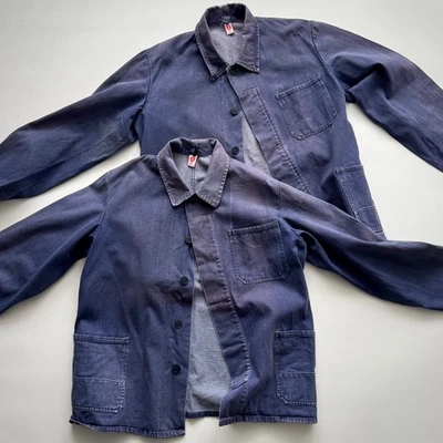 1980s Vintage German Workwear Navy Sun Faded Chore Jacket - Image 1 of 4