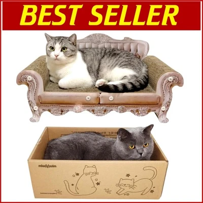 Royal Cat Scratcher Bed with Toy Fish - 23 in Couch & 17.3 in Scratch Box - Image 1 of 4