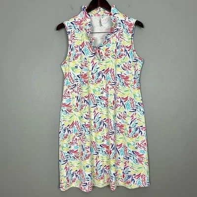 Lulu-B Smooth Knit Shift Dress Women’s Size L Sleeveless Colorful Ruffled UPF - Image 1 of 4