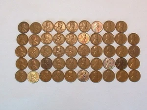 Lot of 50 - 1946 - 46d - 46 s - Lincoln Wheat Cent PENNY 1C Circulated  - Bild 1 von 13