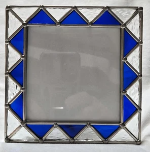 Blauer Buntglas-Bilderrahmen 3,5 x 3,5 Zoll Handwerker Boho - Bild 1 von 14