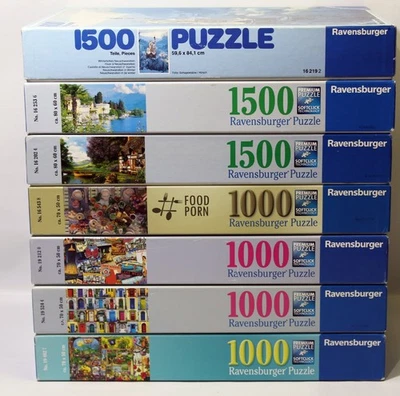 7 quebra-cabeças Ravensburger Premium 1000 peças lote 1500 peças Alemanha alguns HTF completo - Imagem 1 de 4