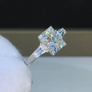 Anello di Fidanzamento Diamante 3,20 Ct Taglio Radiante Creato in Laboratorio Oro Bianco 14K Over - Foto 1 di 3