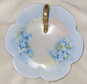 Vintage Scherzer Z.S. &  Co Bavaria Floral Pale Blue Floral Dish Nappy  - Picture 1 of 4